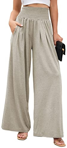 Famulily Wide Leg Yoga Pants for Women High Waisted Casual Loose Long Trousers Workout Gym Fitness Pants Khaki XL
