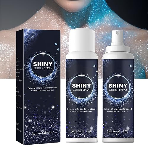 MKNZOME Spray Purpurina Cuerpo y Pelo, 2 Piezas Maquillaje en Spray de Polvo de Hadas Purpurina Corporal de Maquillaje Festival, Spray Purpurina Maquillaje de Cabello Cara Corporal