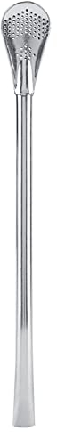 Wiederverwendbare Edelstahl-Metallstrohhalme mit Etui, Waschbare Cocktaillöffel, Spülmaschinenfest (Große Größe 18 cm)