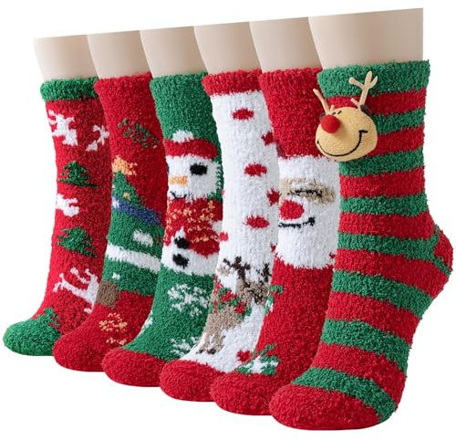 Niofind Calzini Donna Invernali, Calze Caldi Pelosi Morbido Calzini Termici Natalizi Regalo per le Signore, Soffici Pile di Corallo Pantofola Calzettoni Caldi,36-42 FSW-0012A