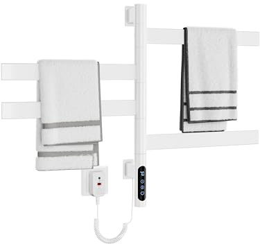 ZOYI 180°Drehung Bad handtuchtrockner elektrisch, handtuchwärmer elektrisch, badheizkörp erelektrisch, handtuchhalter elektrisch, 220v (Weiss)
