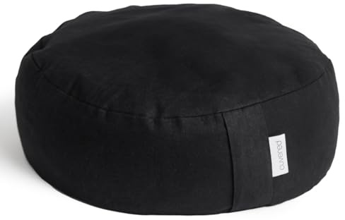 Meditation Cushion - 15 Buckwheat Pillow with Removable Cotton Cover and Carry Handle - Round Floor Cushion for Yoga, Meditation, Pilates, and Floor Sitting - Meditation Pillow by Cuvered