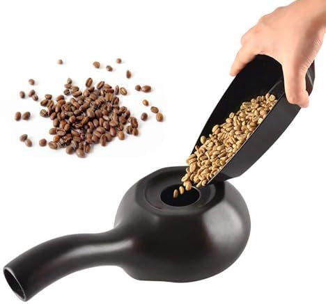 CYTBEK Ceramic Coffee Roaster Machine, Household Coffee Bean Roaster, Grid Bottom (Inner Raised) Design, Even Heating, for DIY Kitchen Baking Coffee, Beans, Tea, Grains