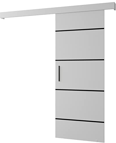 Schiebetür Komplettset - Schiebetürsystem Salwador 4 - Schiebetüren - Trennwände - Raumteiler - Innentüren, Tür 80x204 cm - Schiebetür Schiene - Zimmertür mit Schiebetür Griff - Saloontür