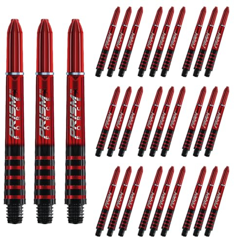 WINMAU Prism Force Dart-Schäfte aus Polycarbonat, Rot, 10 Sets pro Packung (insgesamt 30 Dart-Schäfte)
