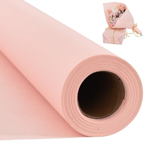 RIBBOOO Carta da regalo da 38 cm x 9,8 m, colore rosa pesca, carta da regalo per confezioni regalo, bouquet di fiori, imballaggio, compleanno, Natale, festa della mamma, matrimonio, San Valentino