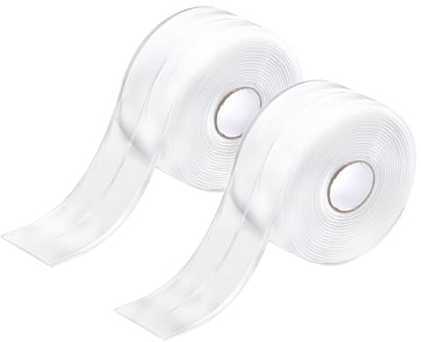 MEKEET Bath Sealant Strip Clear - 2pcs Bathroom Sealant Tape, 11Ft Anti Mould Caulk Tape Transparent Self Adhesive Simple Seal for Bathtub, Toilet, Kitchen Sink