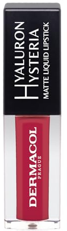 Dermacol Hyaluron Hysteria Flüssiger Lippenstift, Farbe Nr. 8, feuchtigkeitsspendend, mit Hyaluronsäure, für ein glänzendes und weiches Finish für strahlende Lippen.