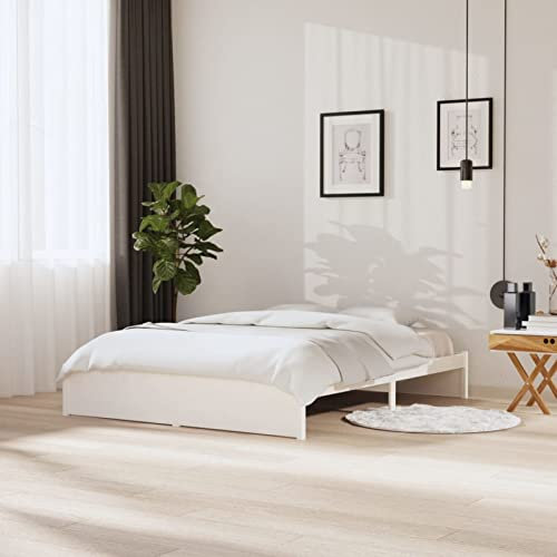 Iiaky Massivholzbett Bettgestell Bed Frame Bett Mit Bettkasten Hausbett Bett Massivholz Weiß 160x200 cm - 814960