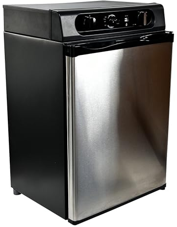 Shield Autocare © Cool Mate 3 Way Absorption Campervan & Caravan Fridge 12v / 240v / Gas Electric (Silver, 60 Litre)