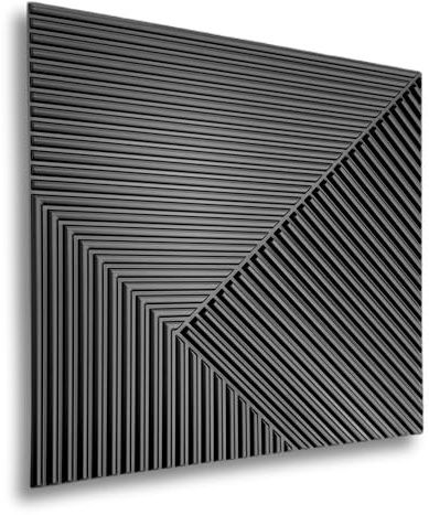 3D Panels, 50 x 50 cm, PVC Plastic Panels, Wall Panels, Gaming Room Wall Ceiling, 3D Look, Pack of 20, 5 m² PVC 3D Panels (Black D168)