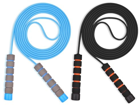 Flintronic Skipping Ropes for Children, 2 Pack Adjustable Jumping Rope for Kids, 2.6m Skipping Rope with Skin-Friendly Foam Handles, Soft Jump Rope for Girls Boys Exercise Workout Outdoor