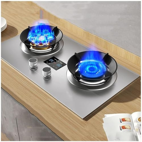 Estufa De Gas - Placa De Gas Portátil De 2 Hornillas, Cocina De Gas Doméstica De Acero Inoxidable, Mesa Independiente Con Placa De Cocina Para Caravana, Para El Hogar, Cocina, Jardín, Catering(Ng)