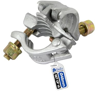 GeZu Impex Accoppiatore ad Angolo Retto 48 x 48 mm Zincato Elettrostaticamente Set di 16 Pinze per Ponteggi Raccordi per Tubo da Cantiere