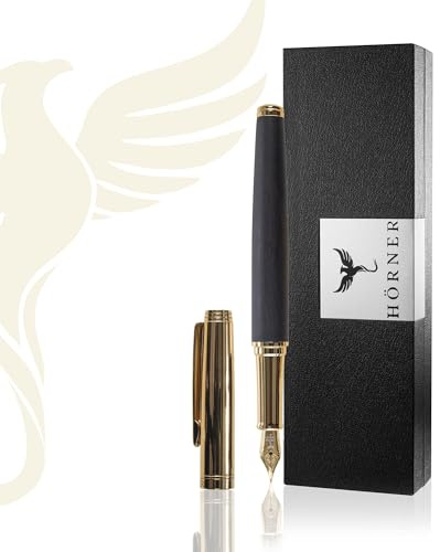 Hörner Legno - Hochwertiger Füllfederhalter Ebenholz inkl. Konverter I Premium Geschenkbox I Luxus Design I Edel Feder „Made in Germany“ I Attraktiver Stift für Herren und Damen I fountain pen