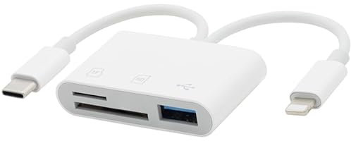 Aieloar Lettore di Schede SD per iPhone e PC USB-C, Adattatore da Lightning a Scheda SD/MicroSD, Compatibile con iPhone 15/14/12, Laptop e Tablet, Plug and Play