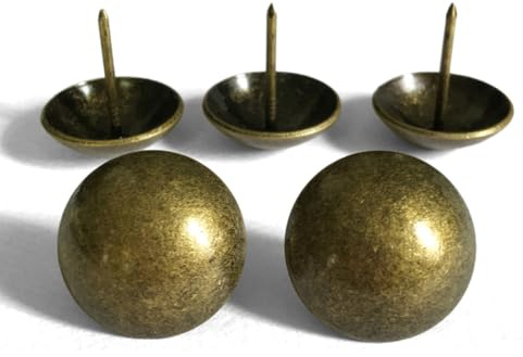 80PCS Big Size 1-Inch Upholstery Tacks Brass Vintage Design,Decorative Nails,Barn Door,Farmhouse Shutters Pins D25mmxL25mm (Brass)