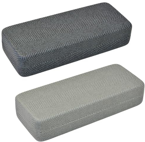 THIVENNY Brillenetui,2 Stücke Brillenetui Hardcase Graue PU Leder Abdeckung, Brillenhülle für Herren Damen,Brillen Etui Hart Glasses Case,Sonnenbrillen Etui