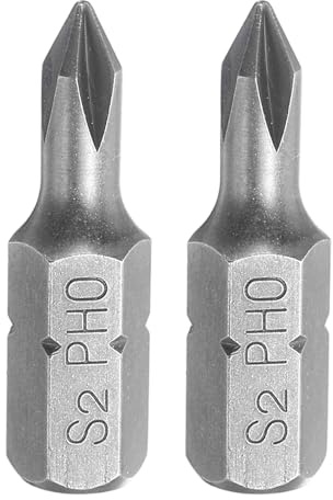 sourcing map 2pcs Phillips Screwdriver Bits 1/4 Hex Shank PH0 Head 1 Length S2 Steel Cross-Head Drill Bits for Repair Work Electric Screw Driver