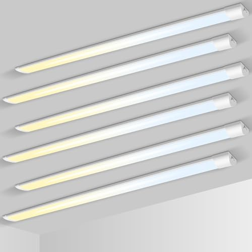 ALUSSO Integrada Fluorescente LED 150cm, Pantalla 3 Temperaturas Color Ajustable 3000K-6500K, Luz de Techo 48W 5280lm Iluminación Eficiente Luminaria Tubo LED para Cocina Garaje Taller, 6 Pack