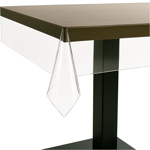Transparente PVC Tischdecke elastisch viele Varianten durchsichtige Tischfolie Abwaschbar Wasserdicht Tischschutz Plastik Kunststoff Tischdecke ideal für Partys Garten UVM. (140x110cm Eckig)