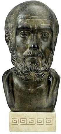 Busto di Ippocrate - Statua del padre della medicina 28 cm | Scultura in gesso greco fatta a mano in pietra greca Moldano | Omaggio di medico e storia medica