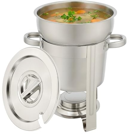 Mqwdxzfes 7L Edelstahl Chafing Dish, Wärmebehälter mit Handgriff & Deckel, Speisewärmer Warmhalteplatte Suppentopf Speisenbehälter Gewerblicher Stövchen Suppe-Chafer-Set für Server, Buffet