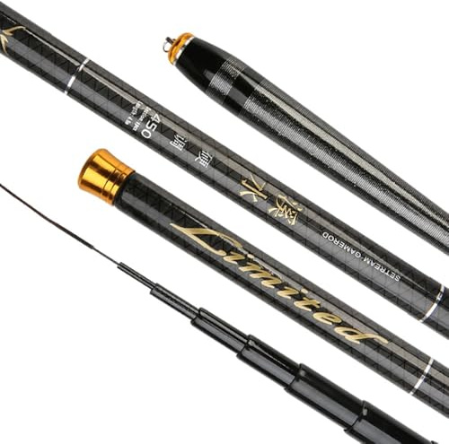 CañA De Pescar TelescóPica 3.6M 4.5M 5.4M 6.30M 7.2M Telescopic Fishing Stream Rod Lake Hand Pole Carp Feeder Portable Fishing Tackle Freshwater Travel Rod para Pesca En Agua Dulce Y Mar(4.5M)