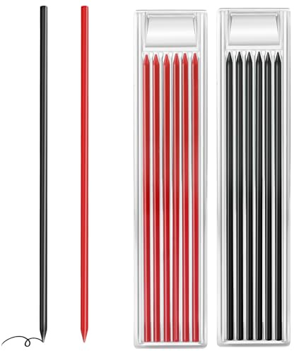 12 Pcs Pencil Lead Refills 2.8mm, 2 Colors Carpenter Pencil Refills for Deep Hole Marker, Builders Pencil Leads Replacement for Joiners Pencil Work Pencils for Builders Architect Woodworking Tools