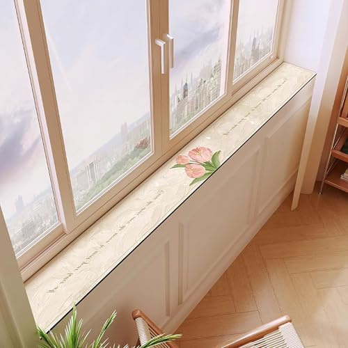 WhamtL Alfombrilla de Ventana Almohadilla Antipolvo para Alféizar de Ventana con Estampado Floral, Tapete Absorbente para Alféizar de Ventana(Style A,98x16in(249x41cm))