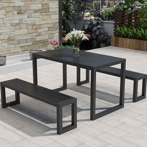 Balkonmöbel-Set für den Außenbereich, wasserdichter Tisch und Stühle aus Kunststoff, langlebig, dickes Eisen, ideal für Garten, Villa, Terrasse und Außenbereiche.