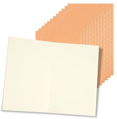 Notizblock A6 Blanko,12 Stück Kraft Notizbuch Klein, Schulhefte 14 x 9 cm | 80gsm, mit 48 Seiten, Klein Tragbares Notizheft für Journal Notizen Skizzieren Malen Schreiben