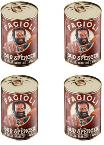 Fagioli alla Bud Spencer in salsa Barbecue - 4 lattine da 400 g - PRODOTTO ORIGINALE BUD POWER