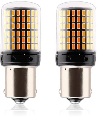 JagFond 2PCS BAU15S PY21W LED 581Bulbs Amber Yellow, 2800LM Super Bright Front Rear Turn Signal Lights with Canbus Error Free, 12-24V Car Bulb for Backup Tail Turn Signal Parking DRL Lights