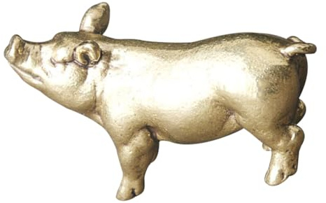 VICASKY Kleiner Statue Aus Messing Schweinchen Skulptur Im Retro Design Metallfigur Für Schreibtisch Wohnzimmer Handgefertigte Tierdekoration