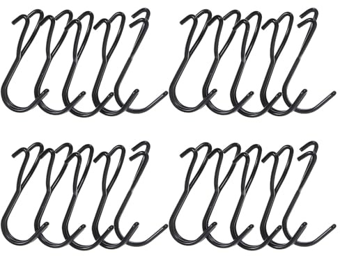 Mikinona Ganchos para Paneles Perforados de Acero Inoxidable 20 Piezas Negras Doble Alambre Reforzado y Separación de 32 MM Organizador Multiusos para Colgar Herramientas Taller Garaje