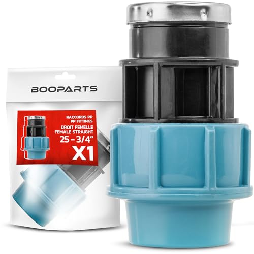 BOOPARTS – Raccordo Femmina a Compressione PP Ø25 mm x 3/4 per Tubo PE | Raccordo per Irrigazione e Giardino | 1 Pezzo