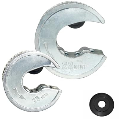 Set di tagliatubi da 15 mm e 22 mm, in rame, con corpo in lega di zinco, strumento idraulico compatto per riscaldamento e taglio tubi dell'acqua