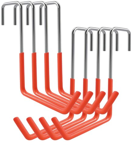 LNSYSNS Ganchos para Colgar Bicicletas, 8 Piezas Soporte para Bicicleta, Plateado y Naranja en Forma de S Colgador Bicicleta, para Colgar Bicicletas, Macetas, Herramientas de Jardín y Escaleras