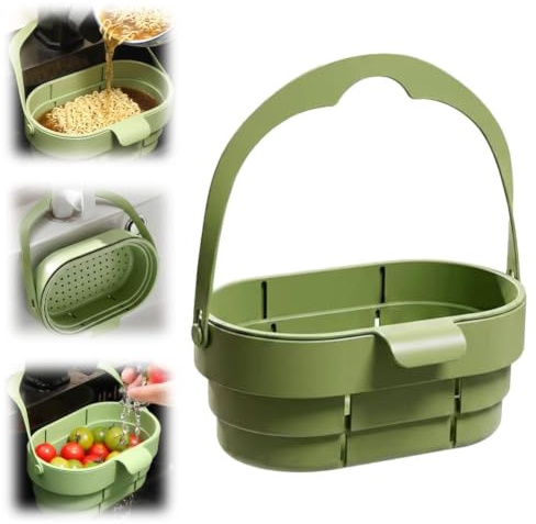 Foldable Hanging Sink Drain Basket, Kitchen Sink Drain Food Waste Catcher Space Saving Food Strainer Anti-Clog Filter, Functional Faucet Storage Draining Rack for Fruits Vegetables