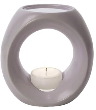 PRIMAVERA Duftlampe Taupe matt - Aromadiffuser, Duftkerze, Raumduft - Keramik, handgefertigt, optimale Diffusionstemperatur - für ätherische Öle und Duftmischungen - Aromatherapie