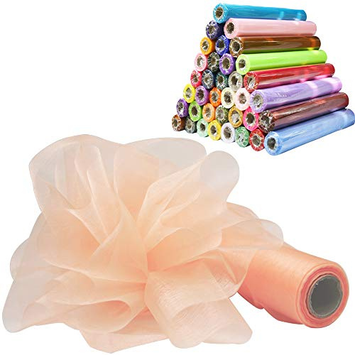 Time to Sparkle 29CM X 26M Organza Rolle Weich Schiere Stoff Hochzeit Party Geschenke(Peach) | Stoff-Tischläufer, Schärpen, Stuhlbezug, Schleifen, Girlanden, Hochzeit, Party