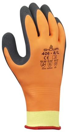 SHOWA 406, Latex, Latexschaum – Beschichtung, Kälte, Orange / schwarz, 9/XL