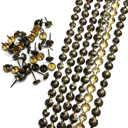 Let's Decorate 10Meters D9.5mm Upholstery Tacks Antique Color Sofa Nailhead Strips,Furniture Bench Sofa Tacks,Loosing Tacks Matched,DIY Furniture Accessory(D:9.5mm Antique)