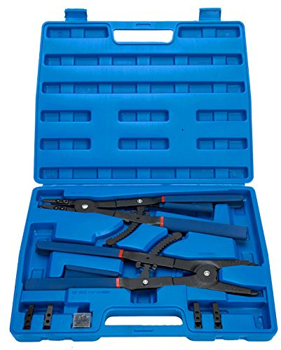 8MILELAKE 16 Inches Heavy Duty Snap-Ring Pliers External and Internal Pliers, Straight, 45°, 90° Tips