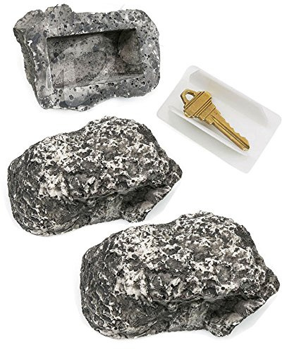 WYZworks Hide-a-Key Realistic Looking Rock Key Safe Holder 3PK