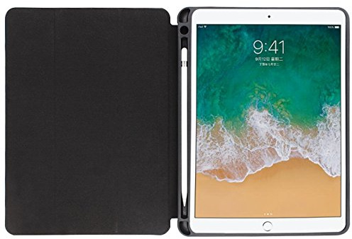 iPad Pro12.9 Folio Hülle Magnetverschluss Auto Sleep/Wake-Funktion mit Apfel Bleistift Halter und Ständer für iPad 12.9 2017 2 Generation 2015 1st Gen Schwarz 12.9 inches