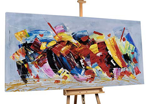 KunstLoft® XXL Gemälde 'Pathos der Arten' 200x100cm | original handgemalte Bilder | Abstrakt Bunt Rot Gelb | Leinwand-Bild Ölgemälde einteilig groß | Modernes Kunst Ölbild