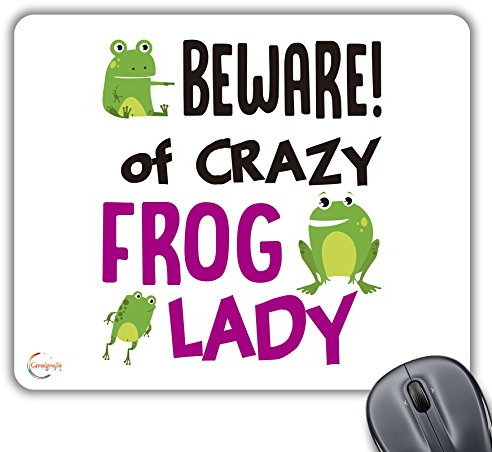 Coralgraph Inc CP569 Beware Crazy Frog Lady Novelty Gift Printed PC Laptop Computer Mouse Mat Pad