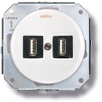 Fontini 31765172 Chargeur double USB en porcelaine Blanc